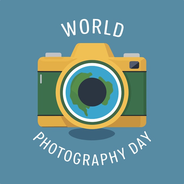 world photography day flat vector illustration