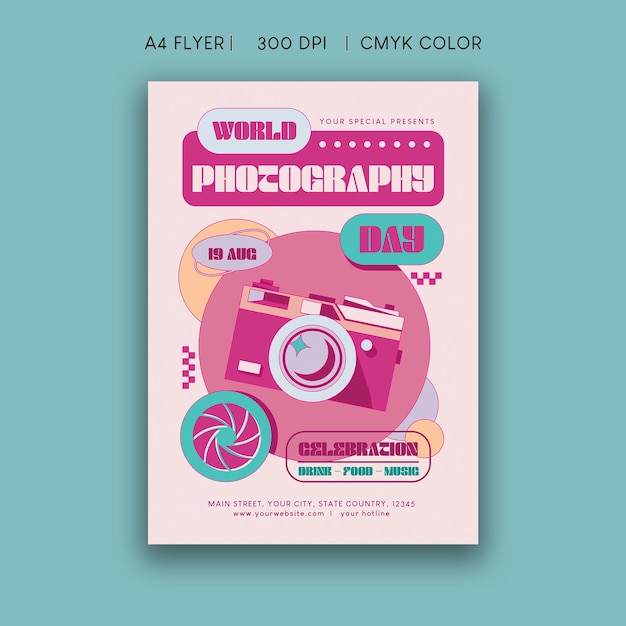 Vector world photography day flyer