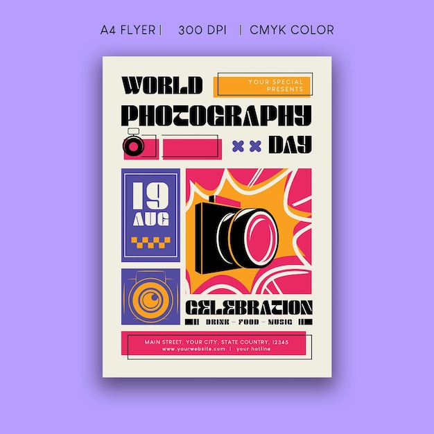 Vector world photography day flyer