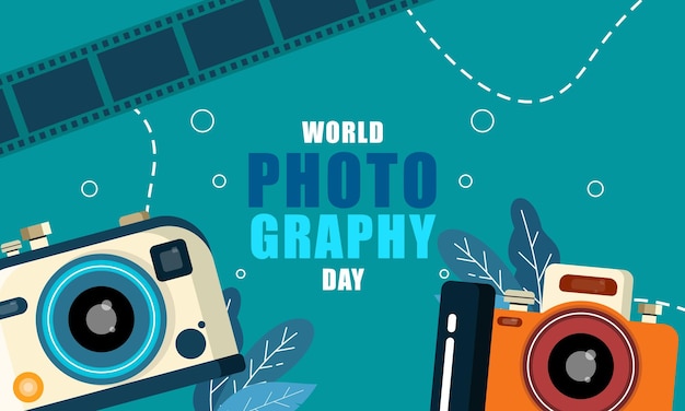 Vector world photography day hand drawn illustration