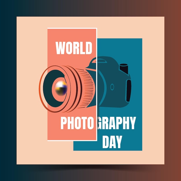 World photography day illustration poster with creative typography