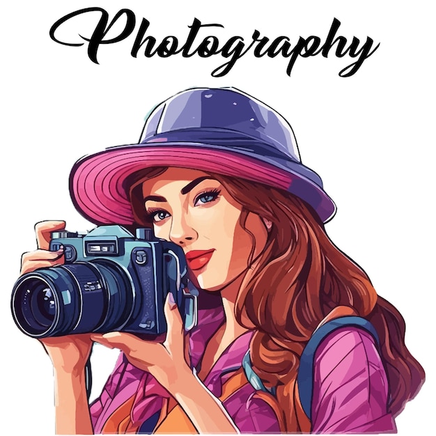 World photography day women with camera vector illustration