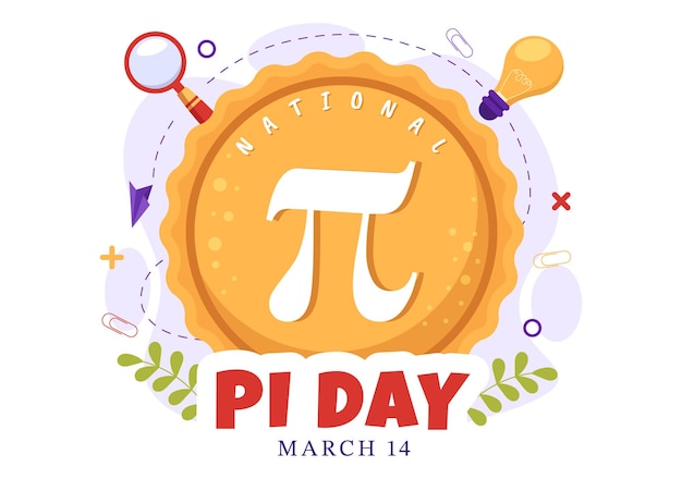 Illustrazione della giornata mondiale del pi greco con costanti matematiche o torta dolce al forno per il modello della pagina di destinazione