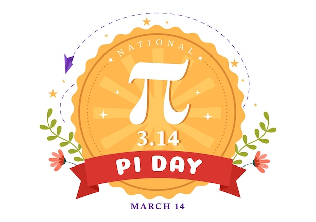 Illustrazione della giornata mondiale del pi greco con costanti matematiche o torta dolce al forno per il modello della pagina di destinazione