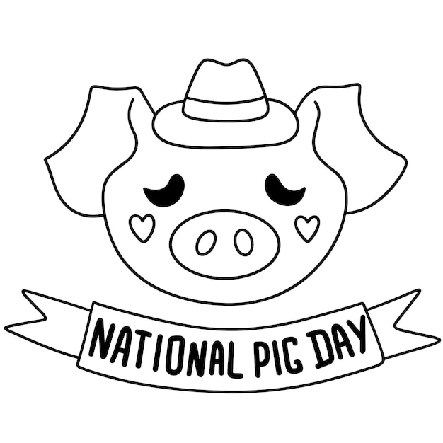 Vector world pig day holiday inscription handwriting lettering text banner world pig day square