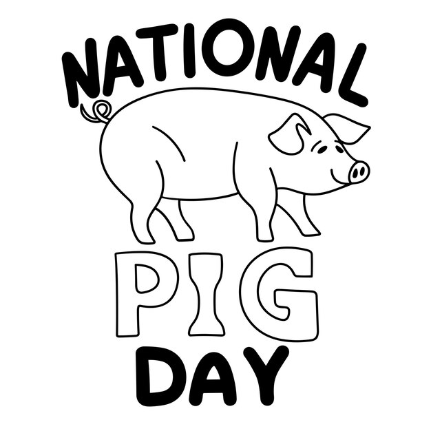 Vector world pig day holiday inscription handwriting lettering text banner world pig day square