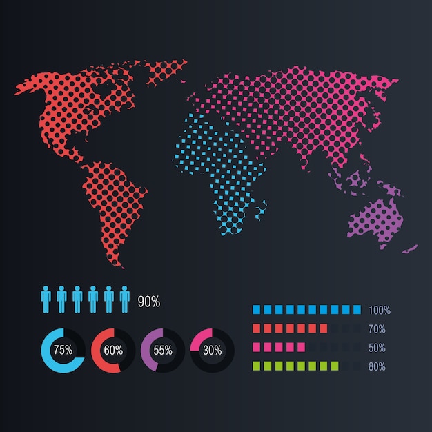 World planet infographic icons