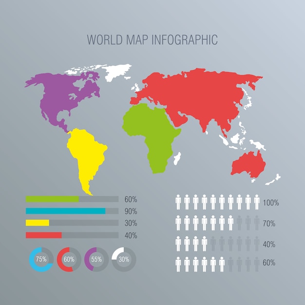 World planet infographic icons