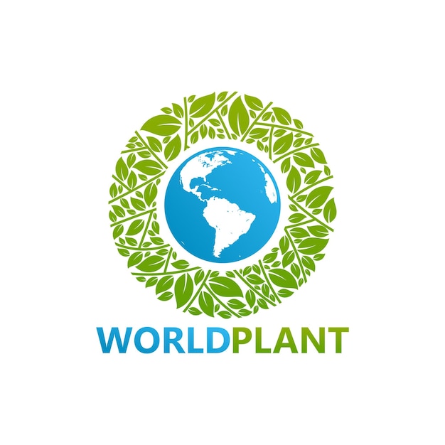 World Plant Logo Template Design Vector, Emblem, Design Concept, Creative Symbol, Icon