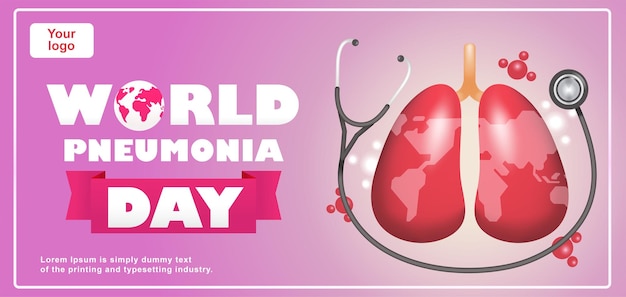 World Pneumonia Day 3d illustration of stethoscope and lungs with earth motif Suitable for events