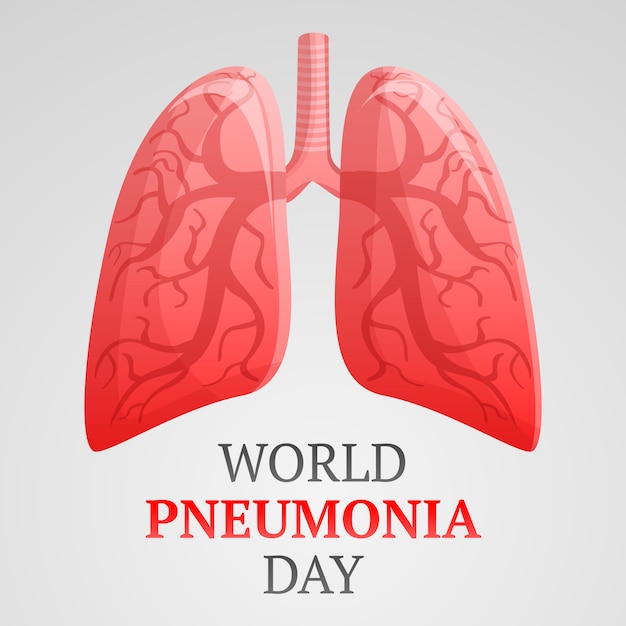 World pneumonia day  background, cartoon style