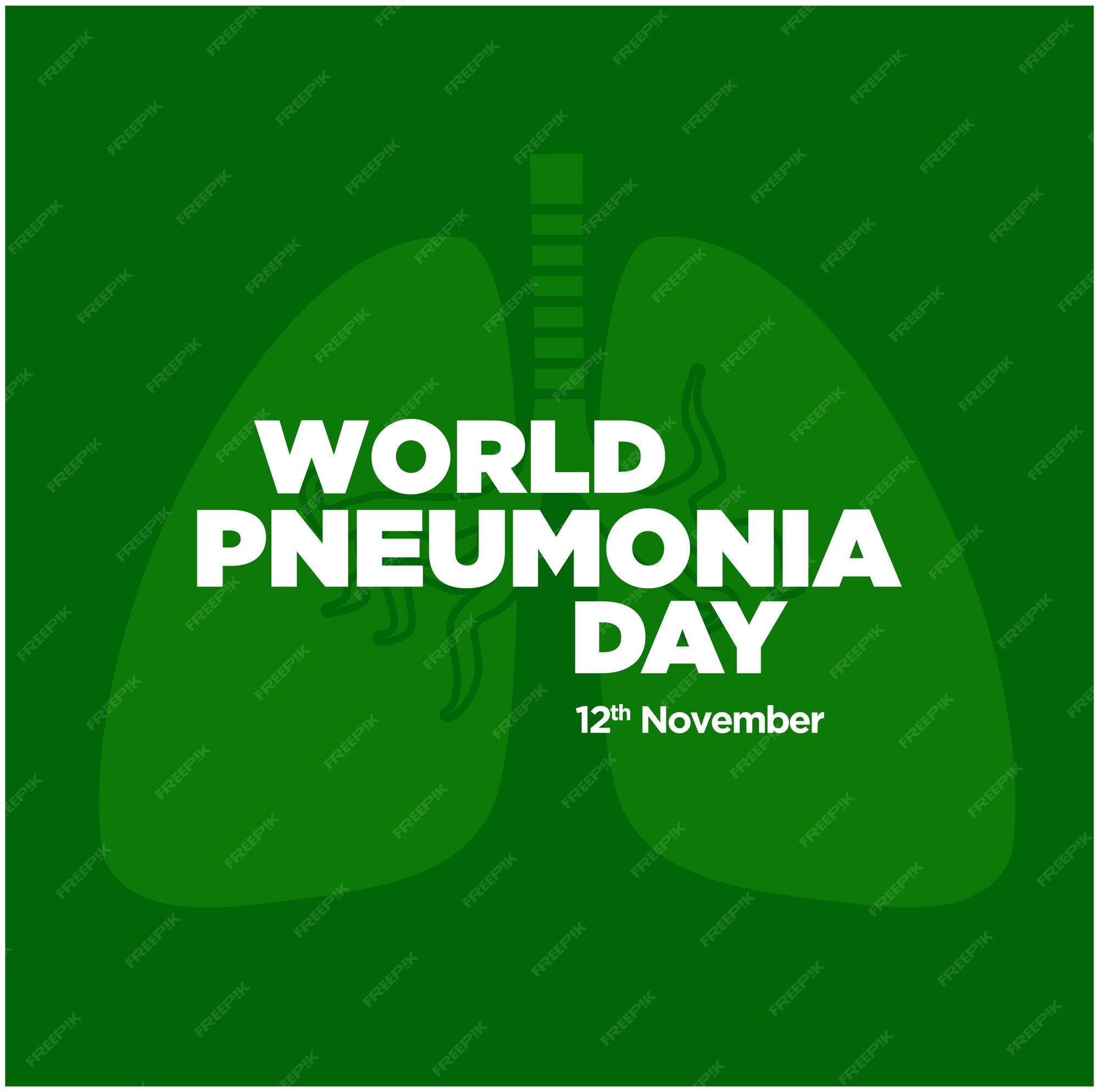 Premium Vector World pneumonia day greetings typography on green