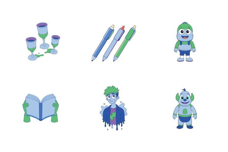 Vector world poetry day graphic element set artistic vector illustrations