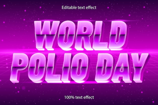 World polio day editable text effect retro with modern style