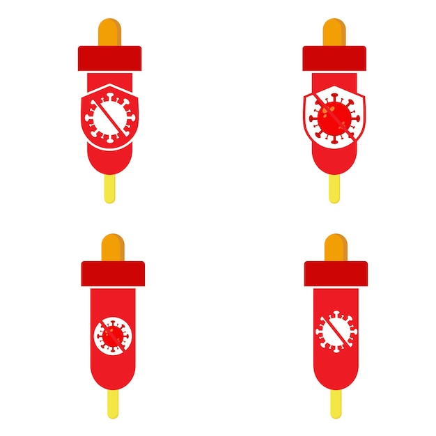 Icona della giornata mondiale della polio. vaccino con virus e scudo icona design
