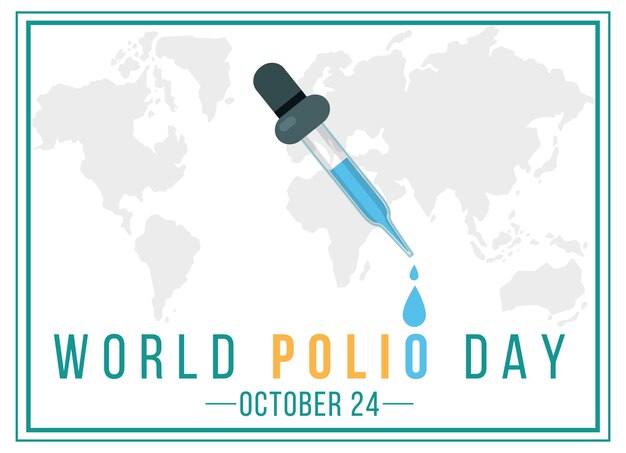 World polio day typography design with polio vaccine dropping