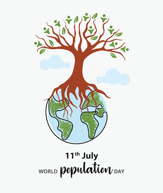 Vector world population day concept illustration