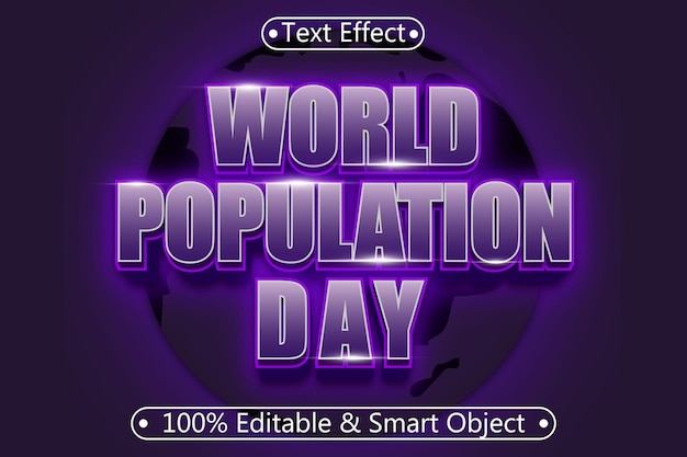 World population day editable text effect 3 dimension emboss modern style