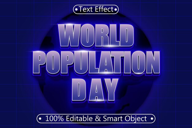 Vettore giornata mondiale della popolazione effetto testo modificabile dimensione 3 rilievo stile moderno