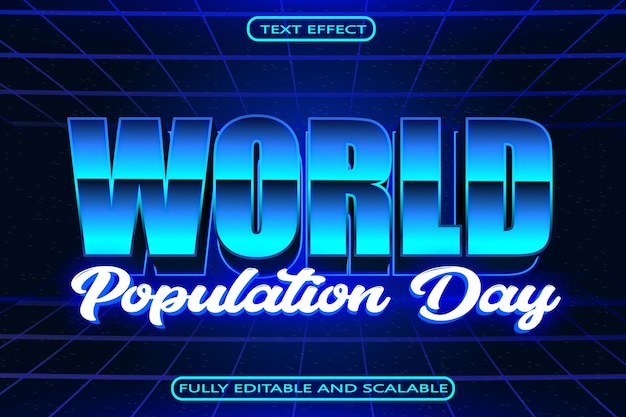 Giornata mondiale della popolazione effetto testo modificabile dimensione 3 rilievo stile moderno