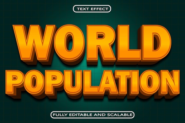 Giornata mondiale della popolazione effetto testo modificabile dimensione 3 rilievo stile moderno