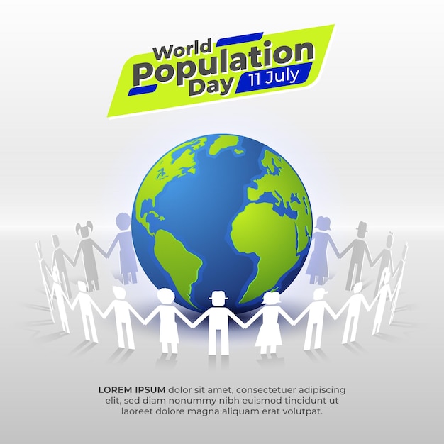 World population day hand in hand around the world illustration