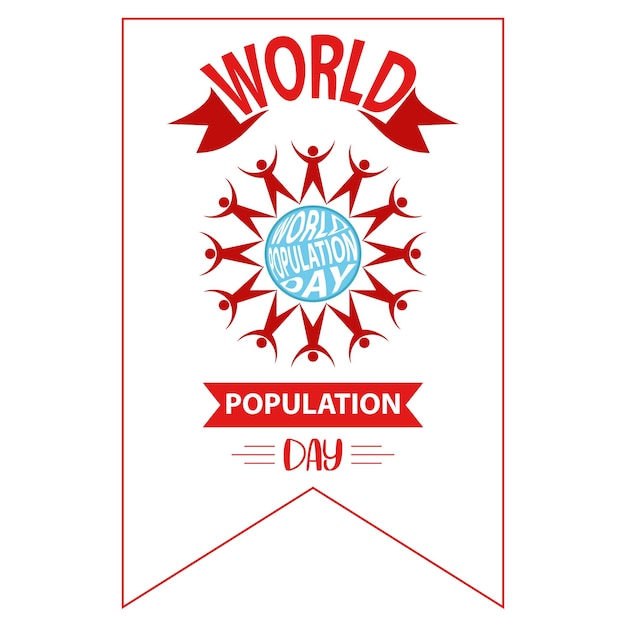 ベクトル テンプレートバナーの背景に最適な世界人口デーのイラストポスターまたはバナー