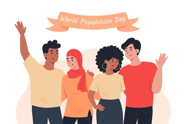 World population day people of different nationalities hug each other