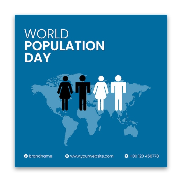 Vettore modello di post sui social media per la giornata mondiale della popolazione