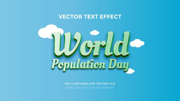 world population day text effect with fresh look and smooth color