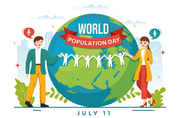 World Population Day Vector Illustration Earth