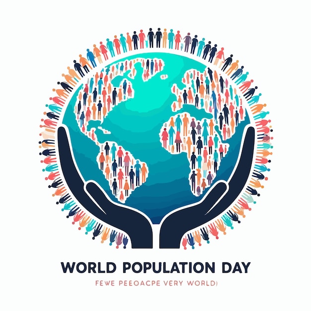 World population day vector illustration poster banner concept