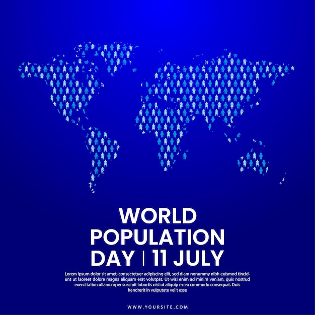 World population day with blue gradient background vector file