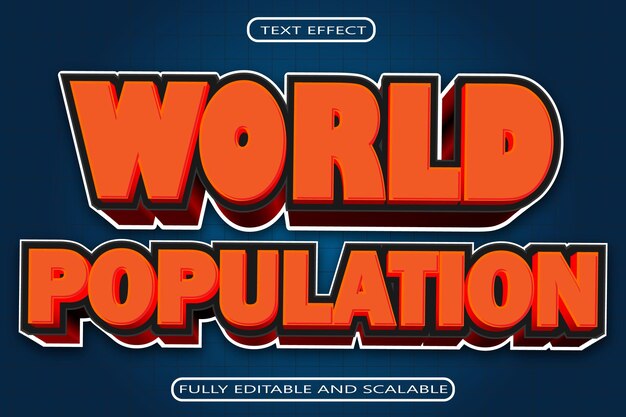 World Population Editable Text Effect 3D Emboss Modern Style