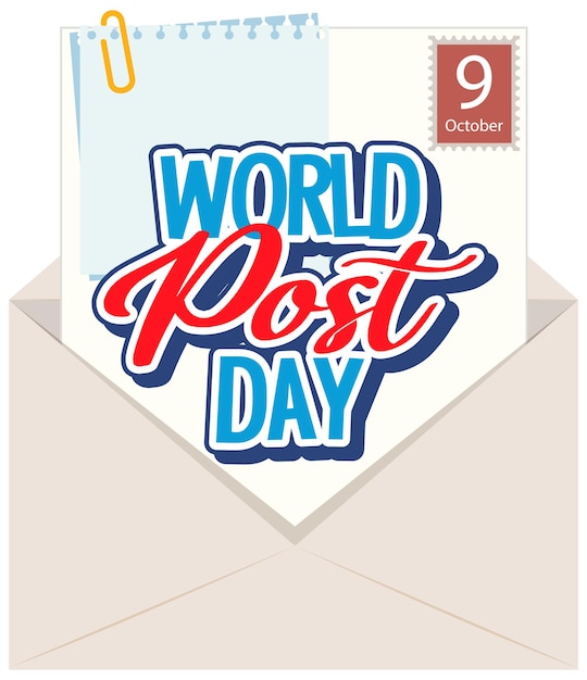 World post day banner with an envelope