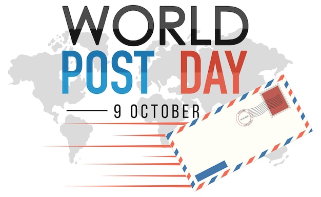 Вектор Баннер всемирного дня почты с конвертом