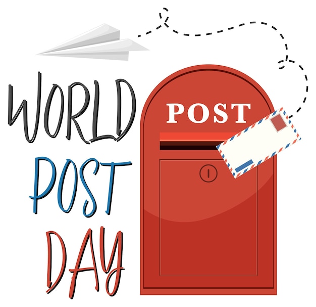 World Post Day banner with a postbox and envelope