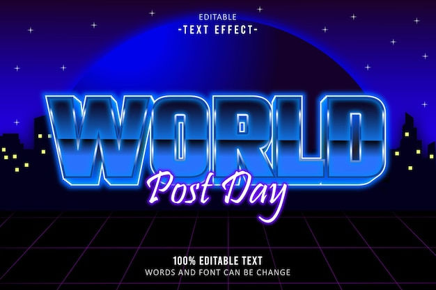 世界郵便の日 編集可能なテキスト効果 3D 浮きり 現代的なスタイル