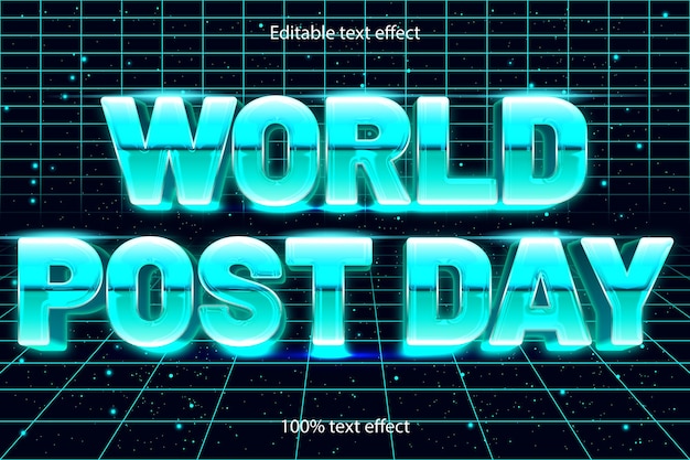 World post day editable text effect retro with modern style