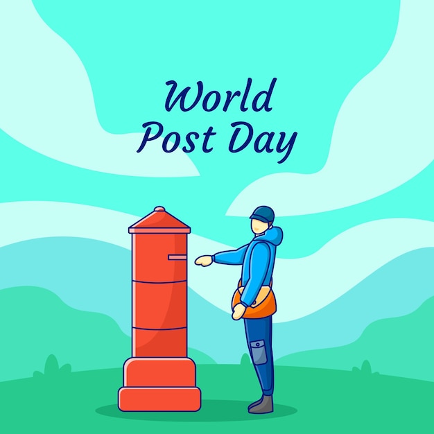 World Post Day in Flat Design Illustration