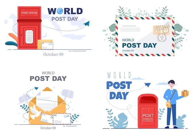 向量世界邮政日向量插图