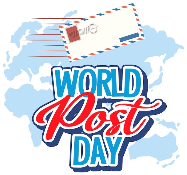 World Post Day word banner on world map