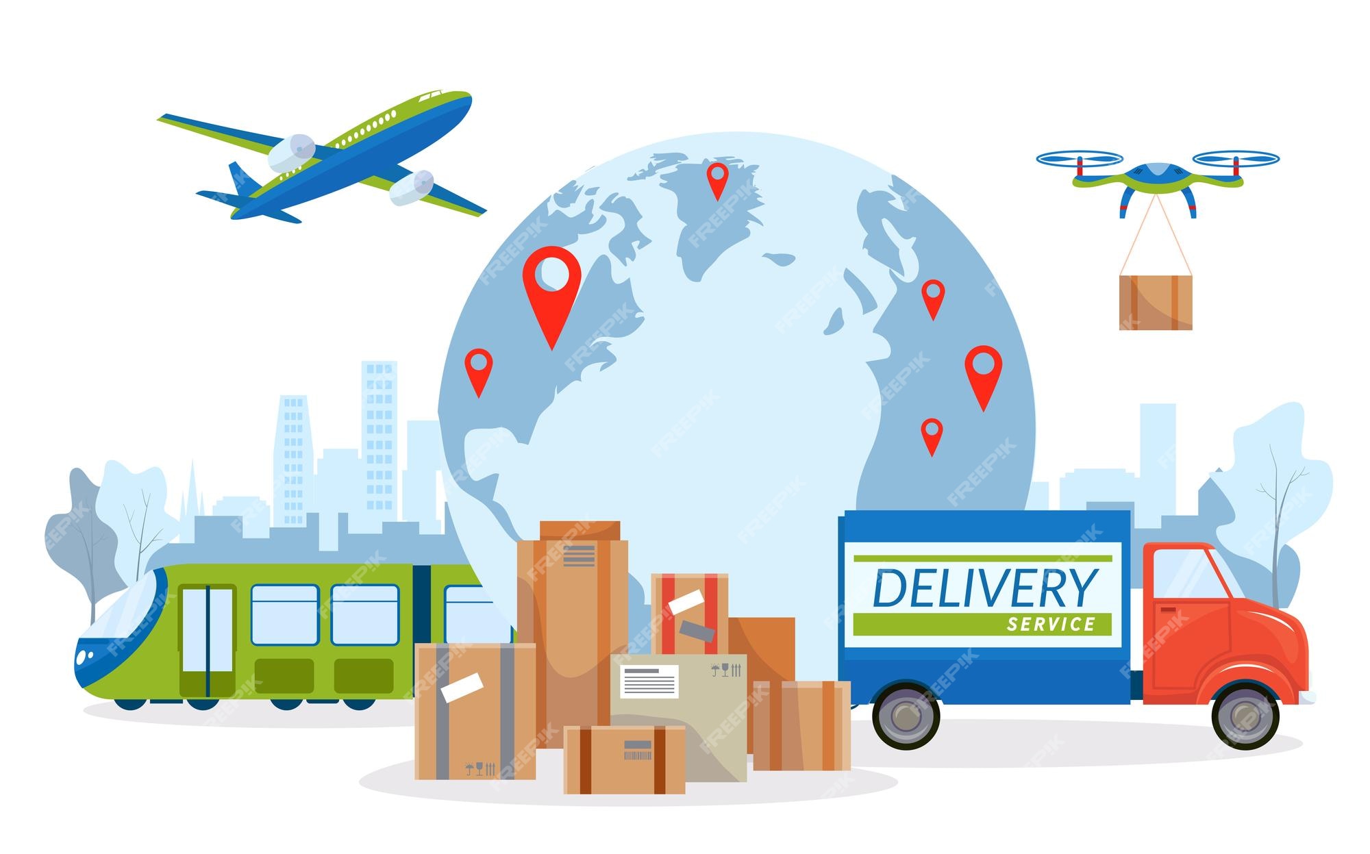 Transport aircraft, delivery on time, computer accounting, control and  accounting of goods. Logistics and delivery set collection icons in  cartoon,fla Stock Vector Image & Art - Alamy