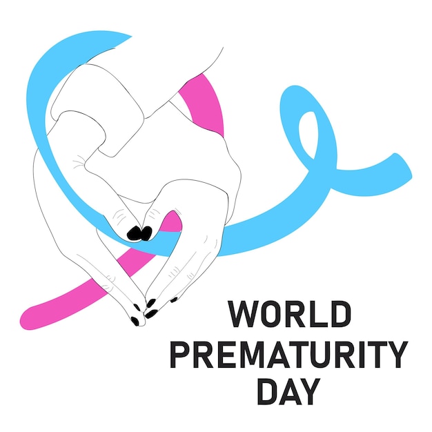 분홍색과 파란색 리본이 달린 세계 미숙아의 날