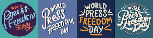 Vector world press freedom day collection of text banner hand drawn vector art