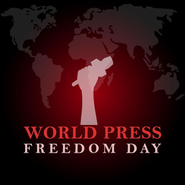 Vector a world press freedom day poster with a hand in a fist and a world press freedom day.