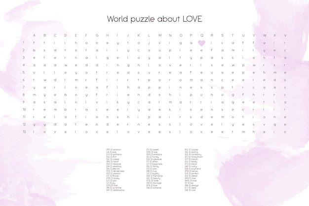 英語で愛の Iq ゲーム テストについての世界のパズル クロスワード