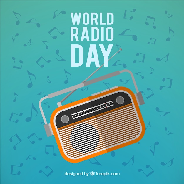 World radio day background in retro style