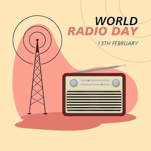 Vector world radio day banner for social media