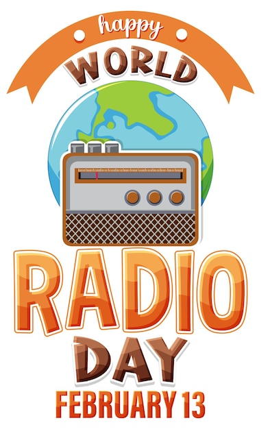 Vector world radio day banner